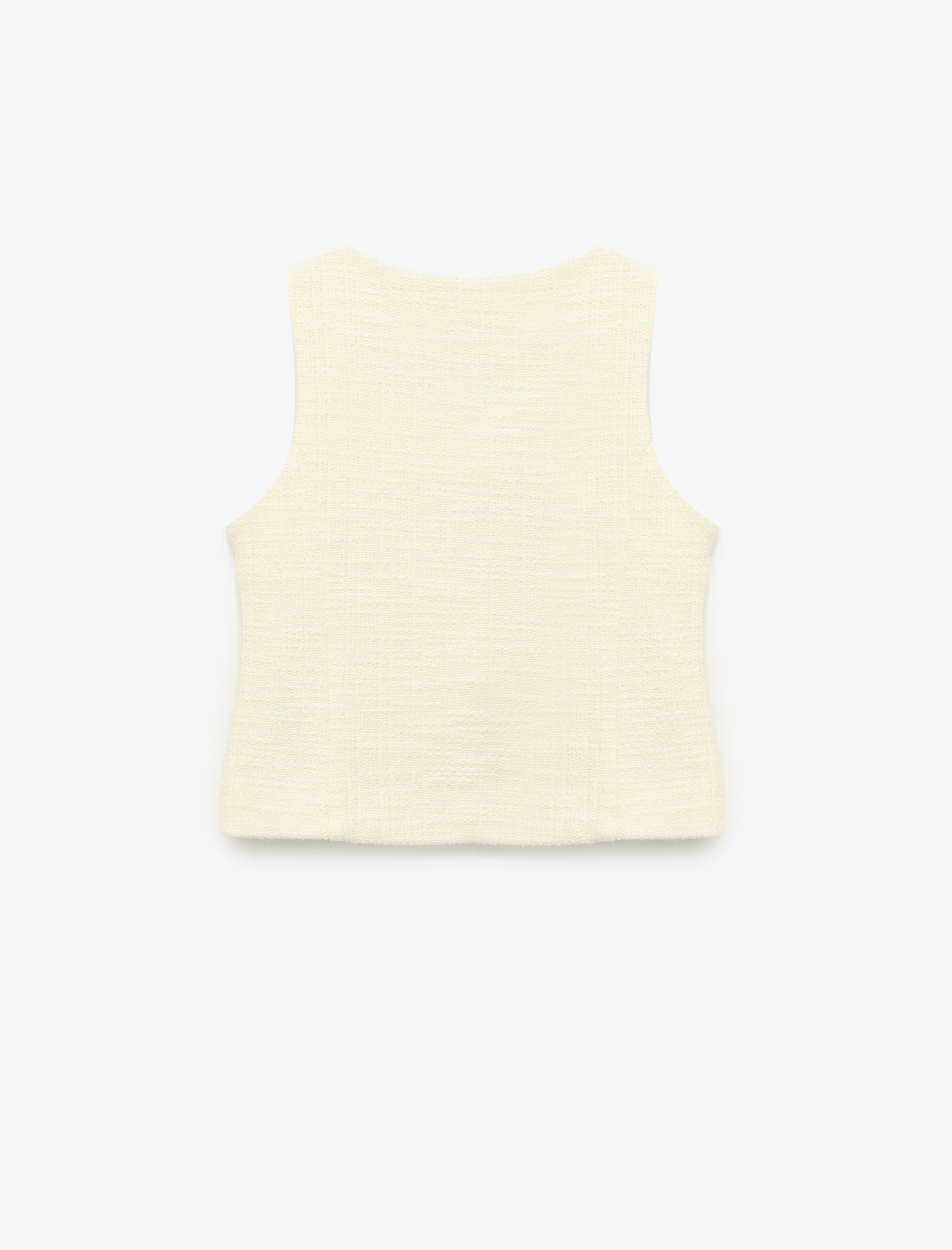  Kız Çocuk Kolsuz Kare Yaka Düğmeli Crop Tüvit Bluz