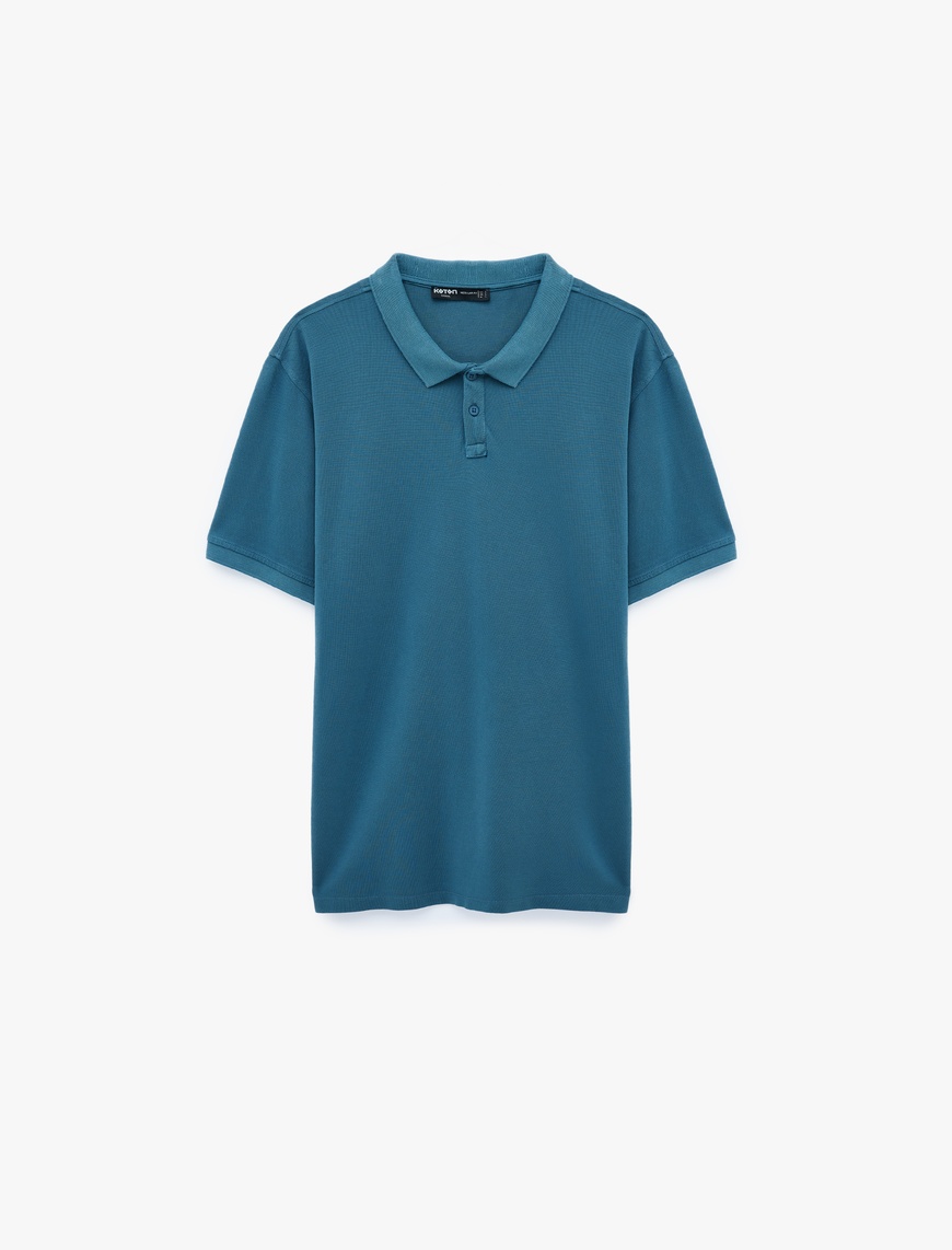 Koton Erkek Regular Fit Pamuklu Pike Kumaş Kısa Kollu Düğmeli Polo Yaka Tişört