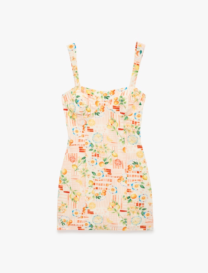  Kolsuz Degaje Yaka Pamuklu Bodycon Elbise