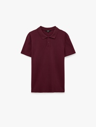Pamuklu Pike Kumaş Kısa Kollu Polo Yaka Baskılı Slim Fit Tişört