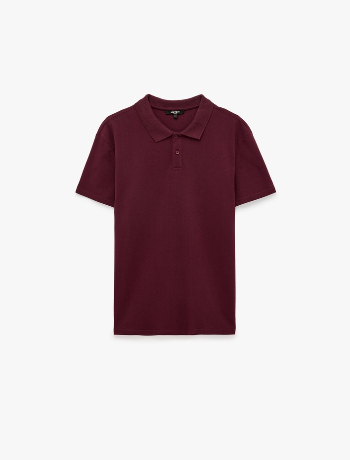  Pamuklu Pike Kumaş Kısa Kollu Polo Yaka Baskılı Slim Fit Tişört