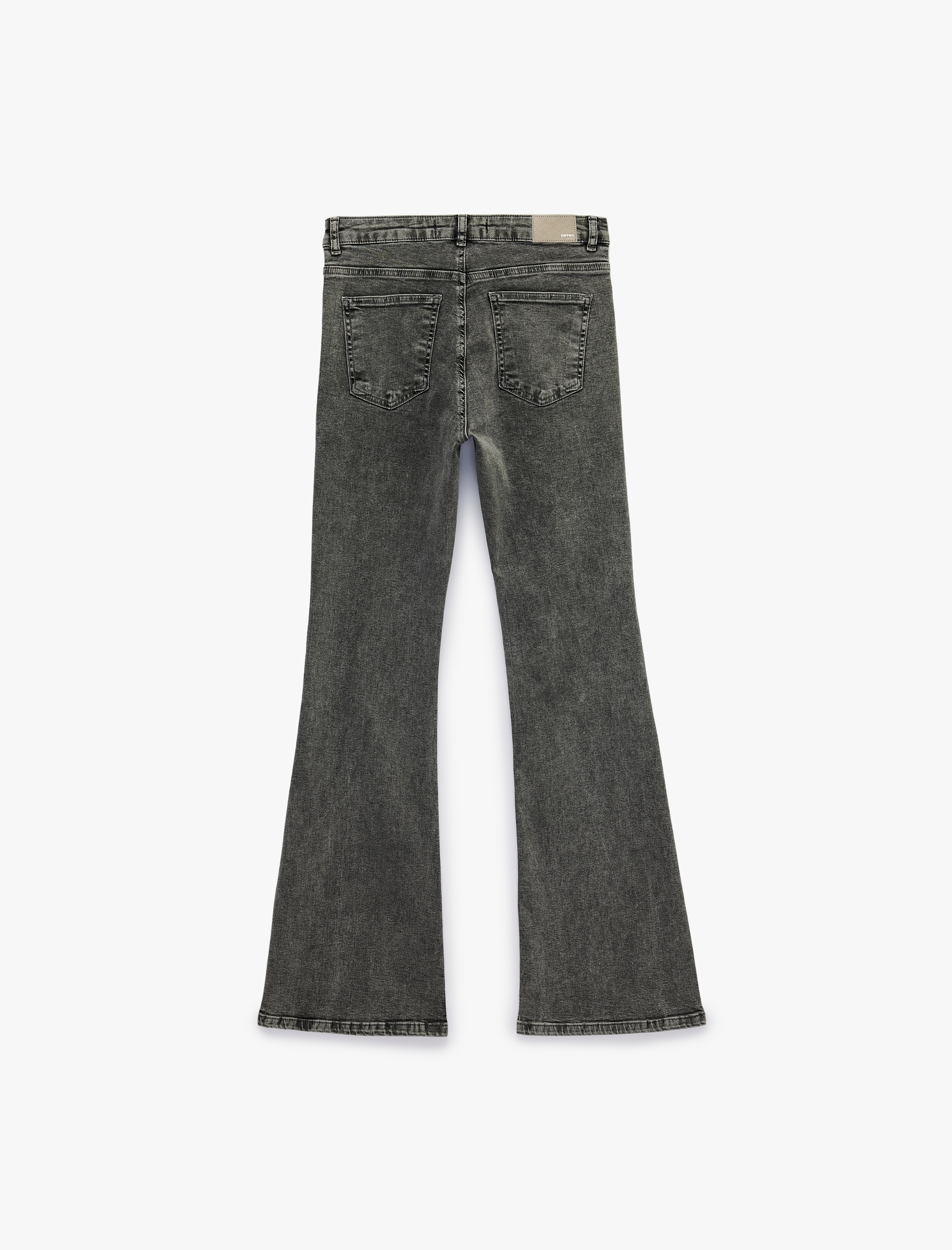   Pamuklu İspanyol Paça Dar Kalıp Yüksek Bel Denim Pantolon - Flare Jeans