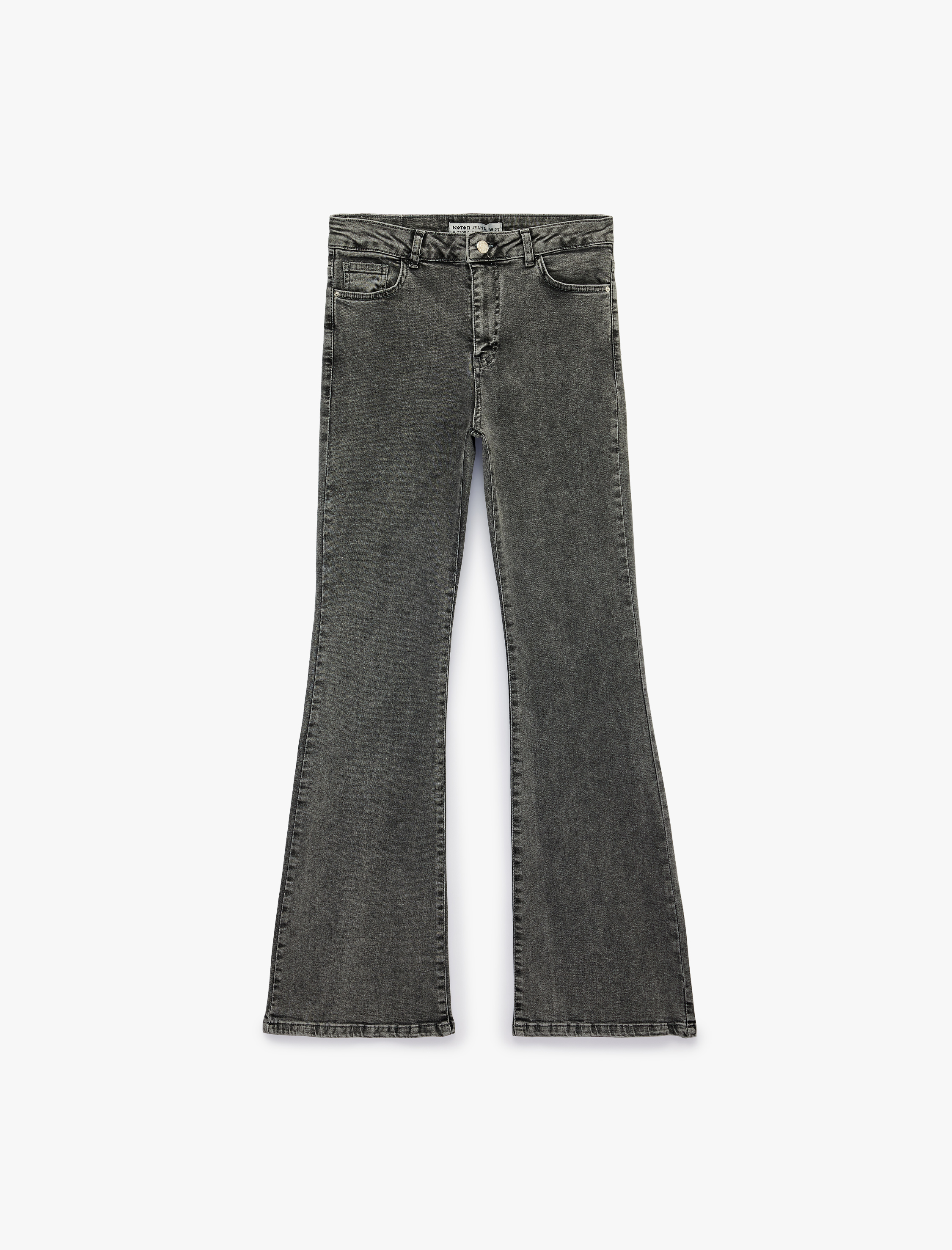   Pamuklu İspanyol Paça Dar Kalıp Yüksek Bel Denim Pantolon - Flare Jeans