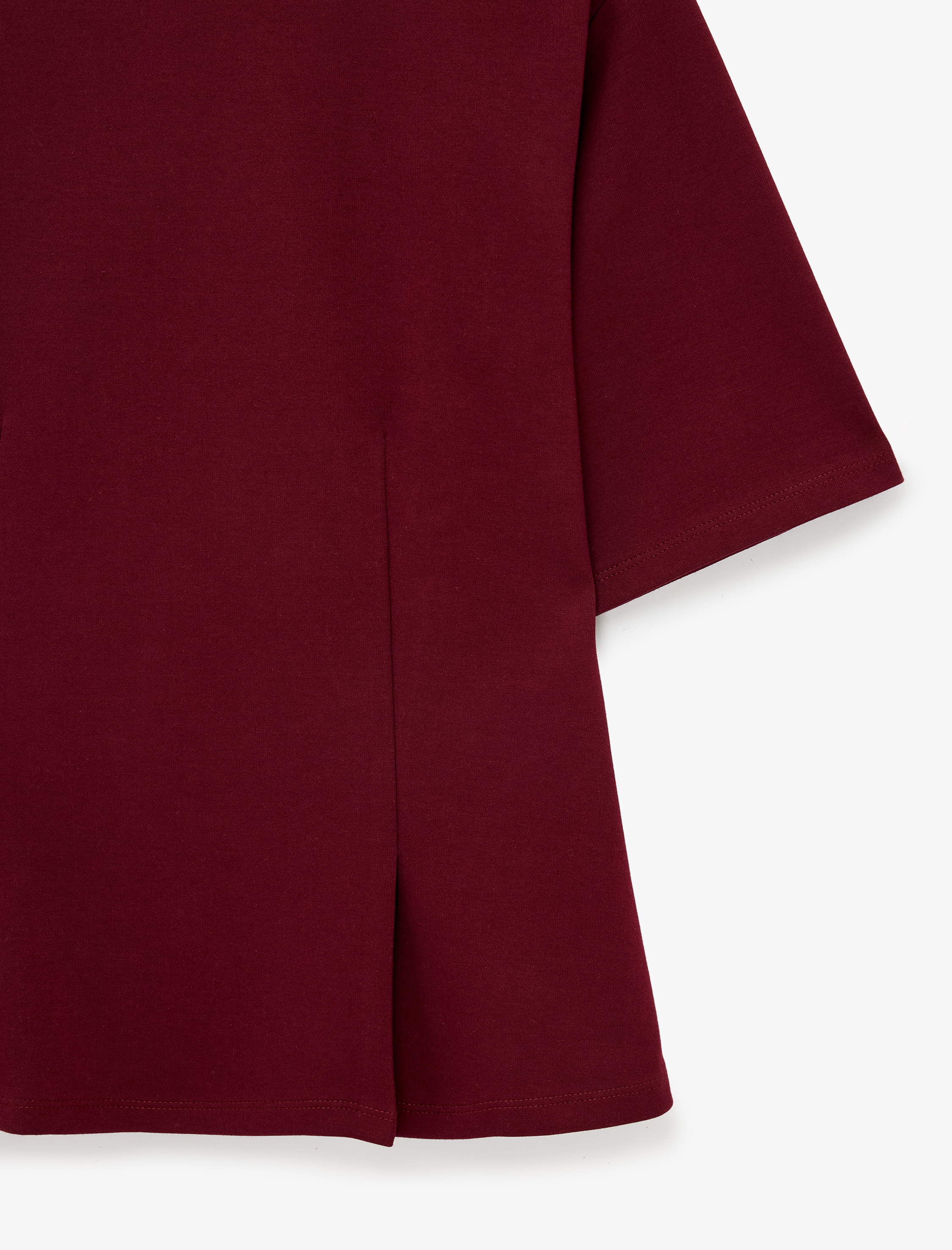   Pamuklu Bisiklet Yaka Kısa Kollu Pile Detaylı Peplum Bluz