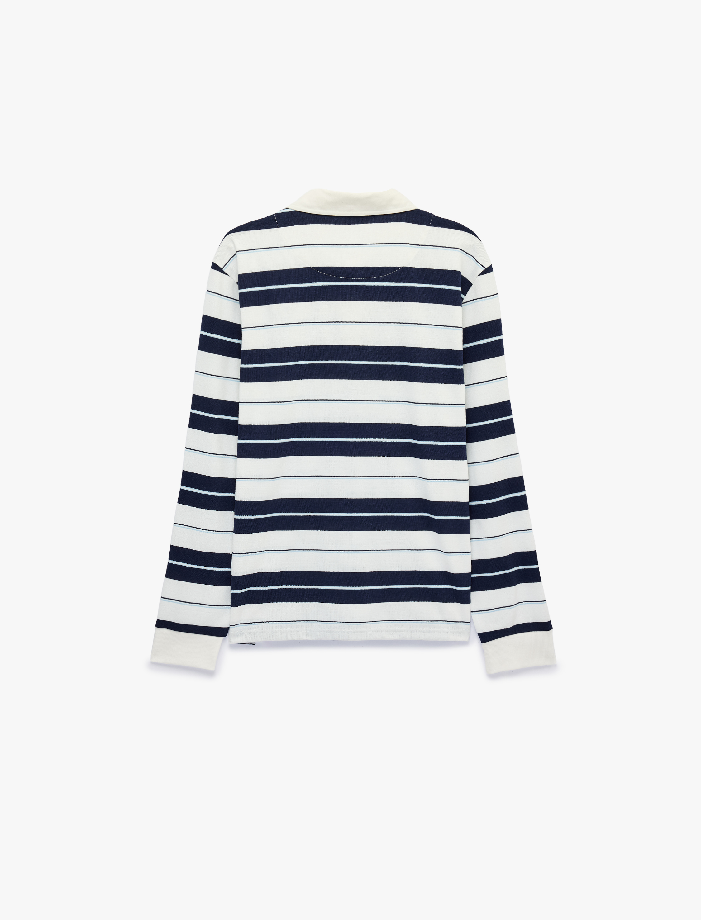   Polo Yaka Düğmeli Uzun Kollu Çizgili Sweatshirt