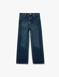 Pamuklu Loose Fit Geniş Paça Denim Pantolon