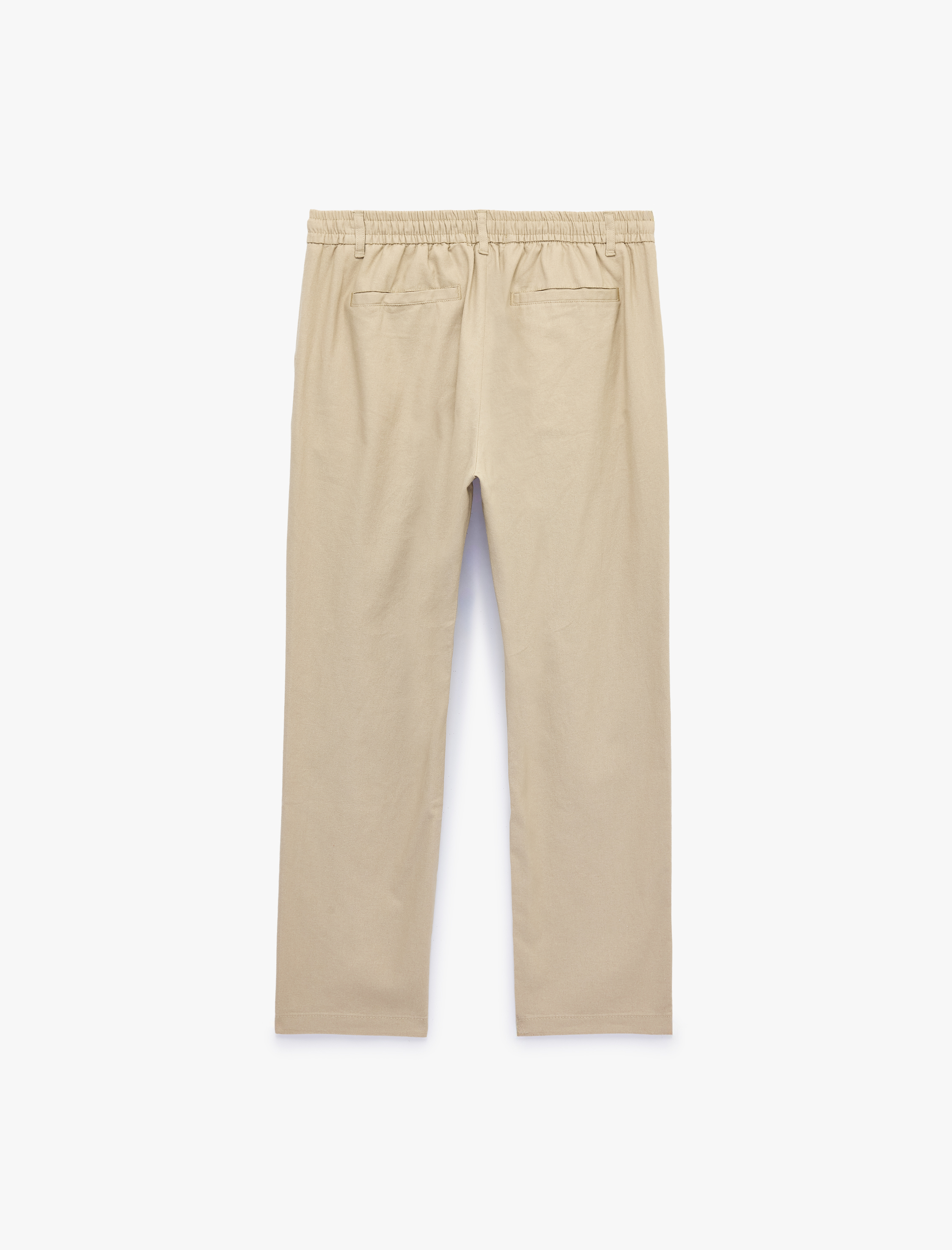   Slim Fit Cepli Pileli Keten Karışımlı Düğmeli Beli Lastikli Bağcıklı Pantolon