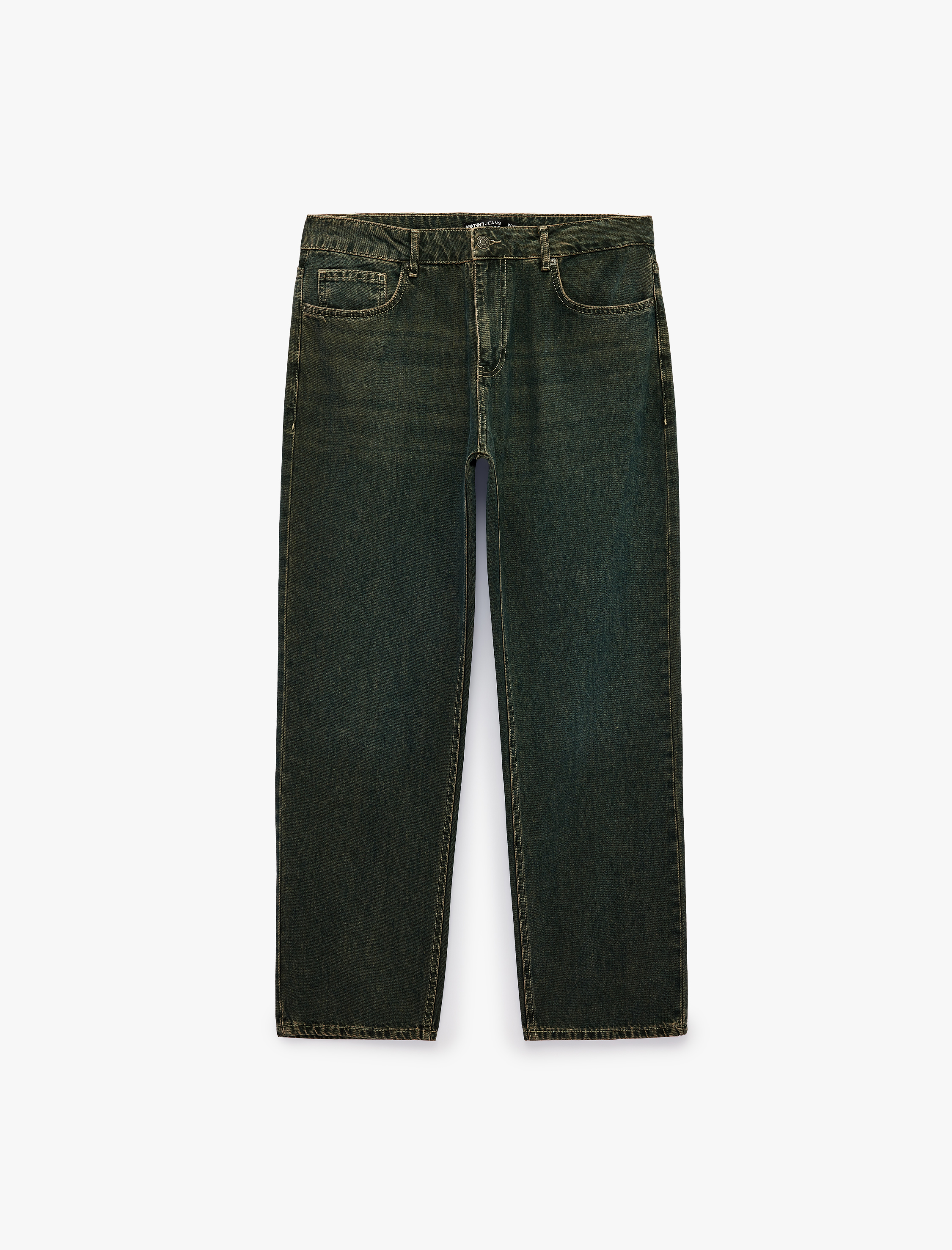   Pamuklu Düz Paça Vintage Straight Fit Jean Pantolon