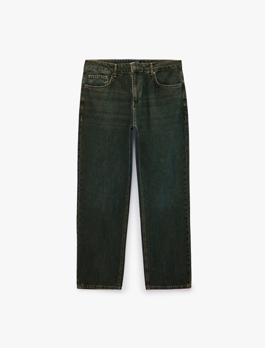 Koton Erkek Pamuklu Düz Paça Vintage Straight Fit Jean Pantolon