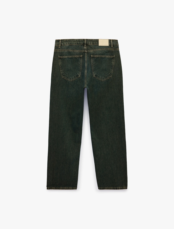  Pamuklu Düz Paça Vintage Straight Fit Jean Pantolon