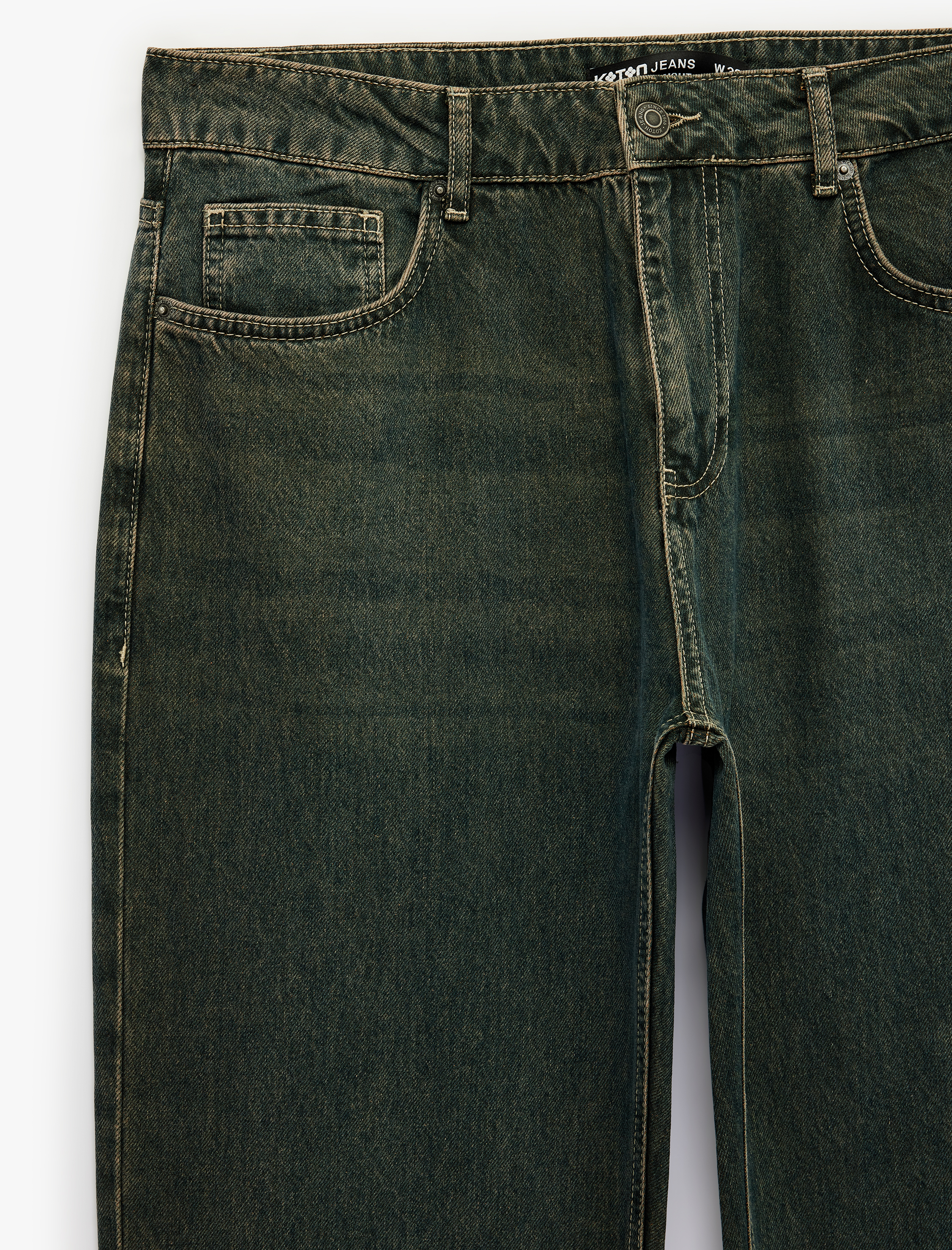   Pamuklu Düz Paça Vintage Straight Fit Jean Pantolon