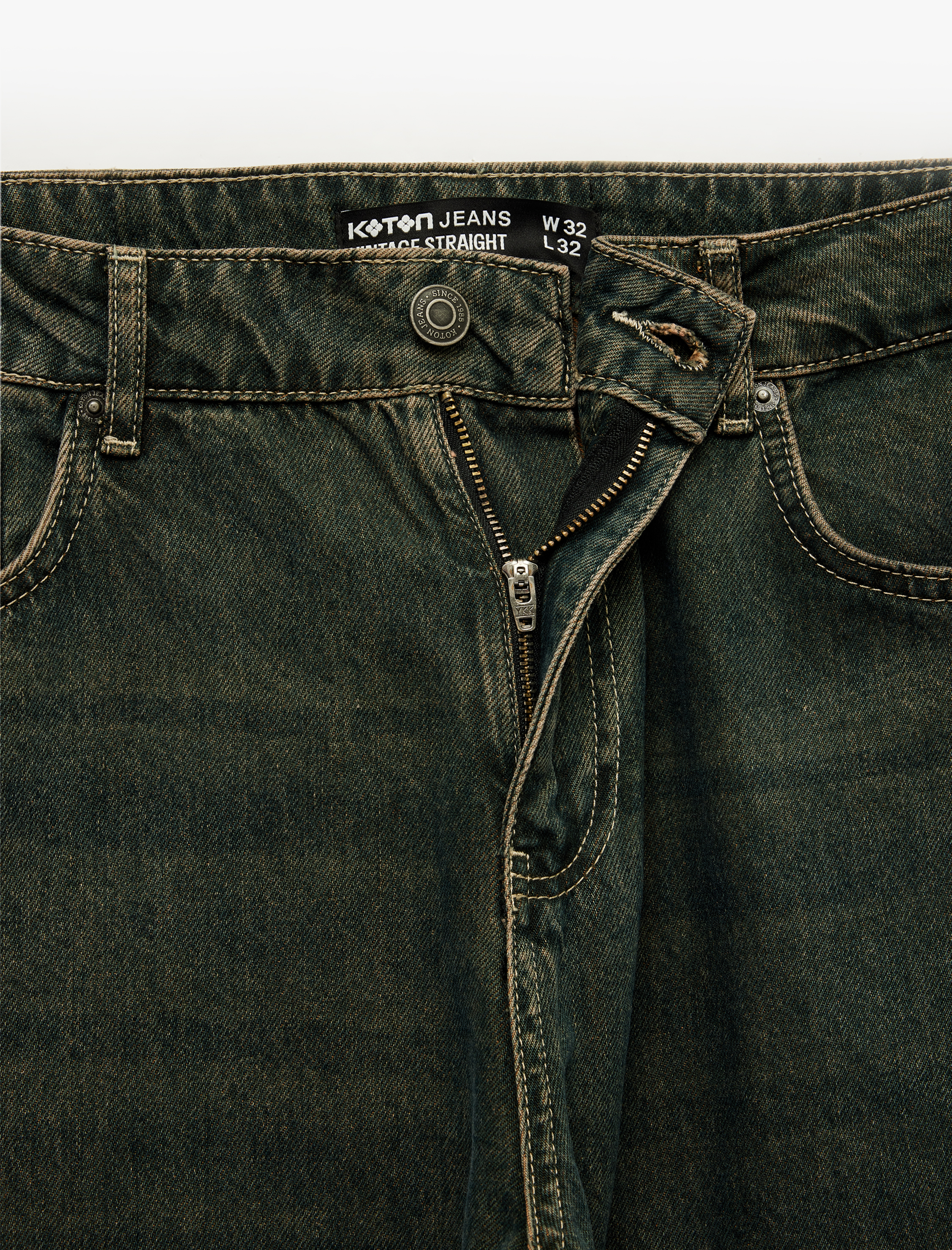   Pamuklu Düz Paça Vintage Straight Fit Jean Pantolon