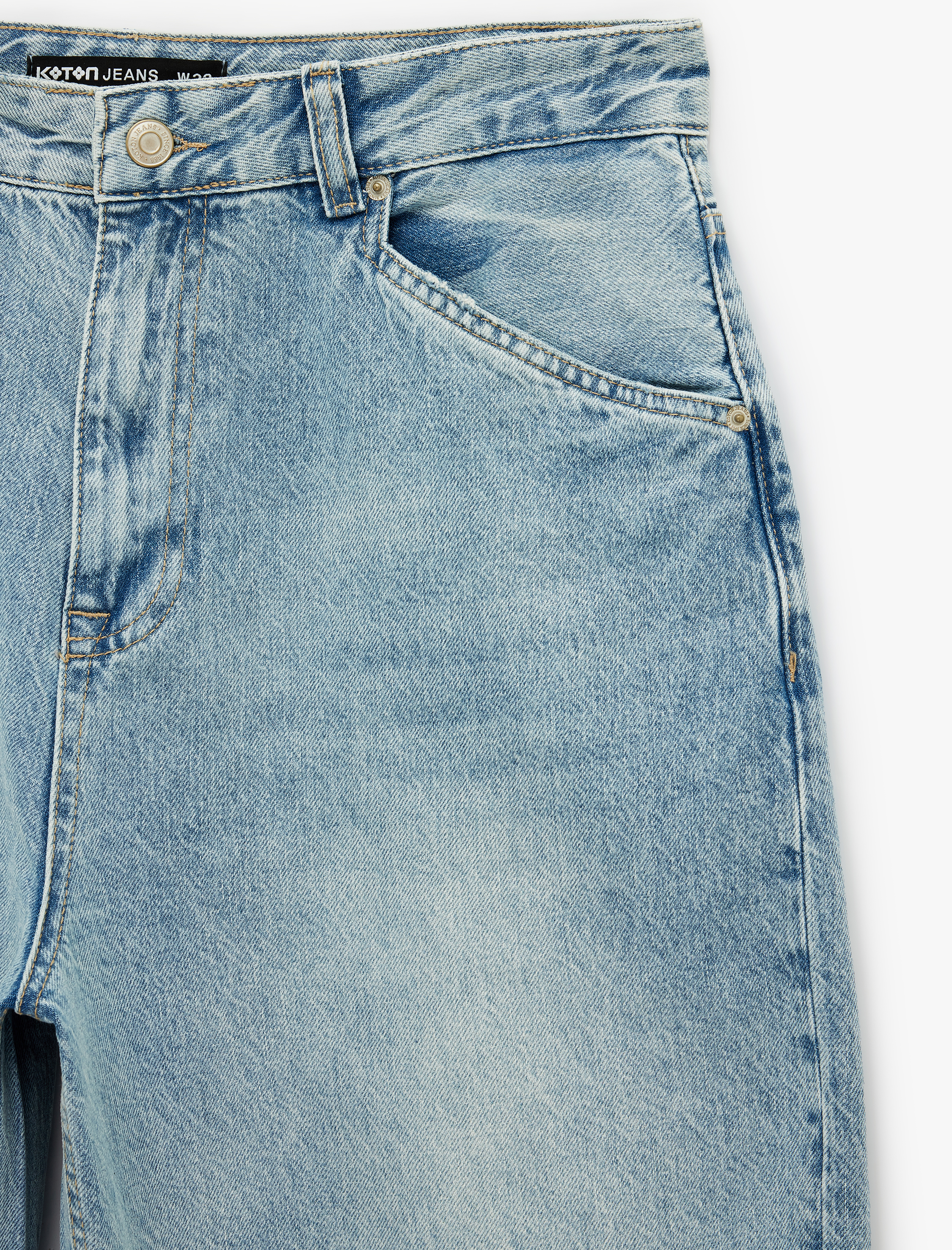   Pamuklu Bol Kalıp Normal Bel Super Baggy Jean Pantolon