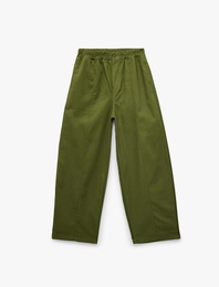 Pamuklu Beli Lastikli Oversize Gabardin Pantolon