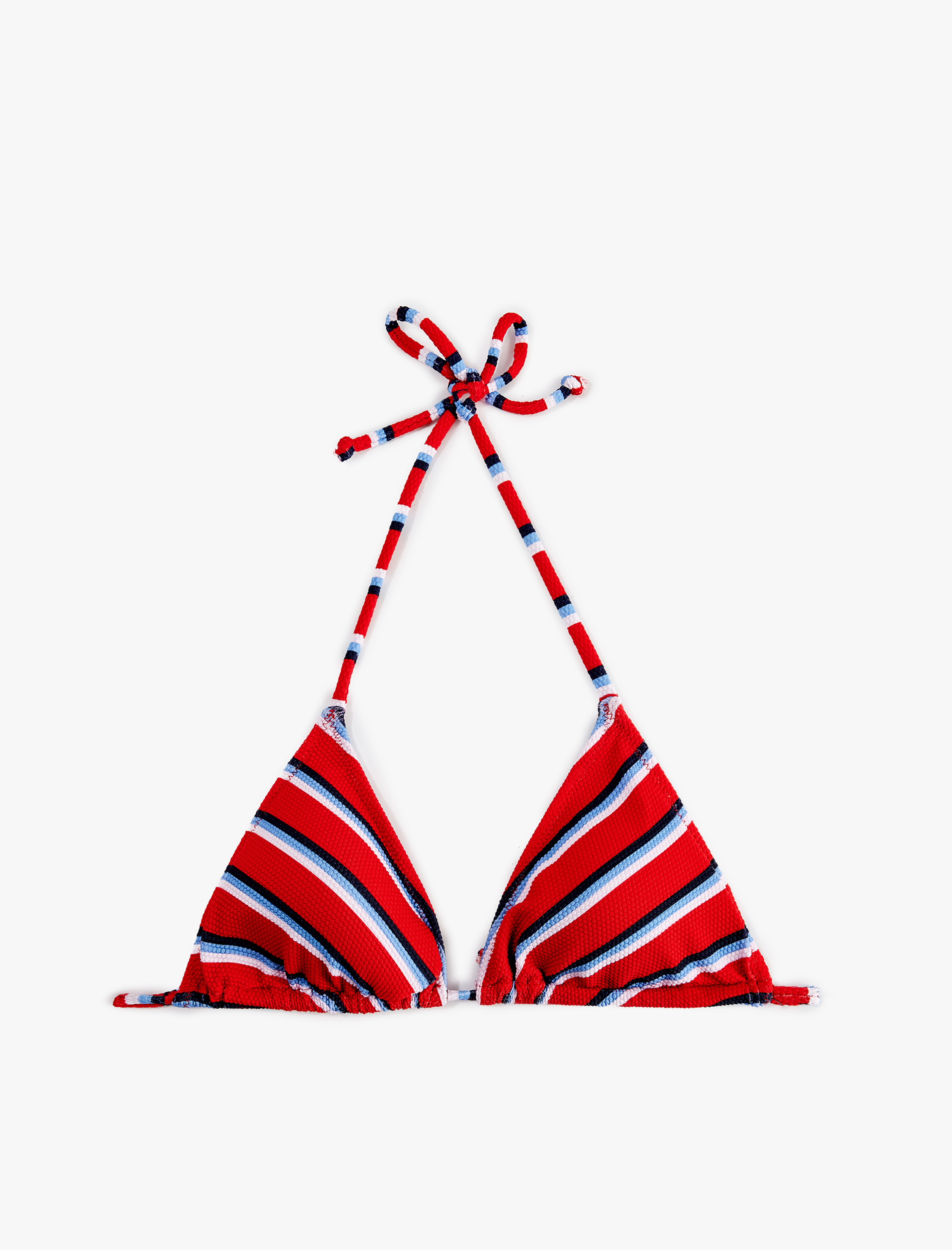   Dokulu Çizgili Üçgen Bikini Üstü