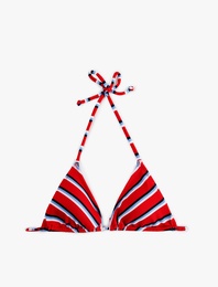 Dokulu Çizgili Üçgen Bikini Üstü