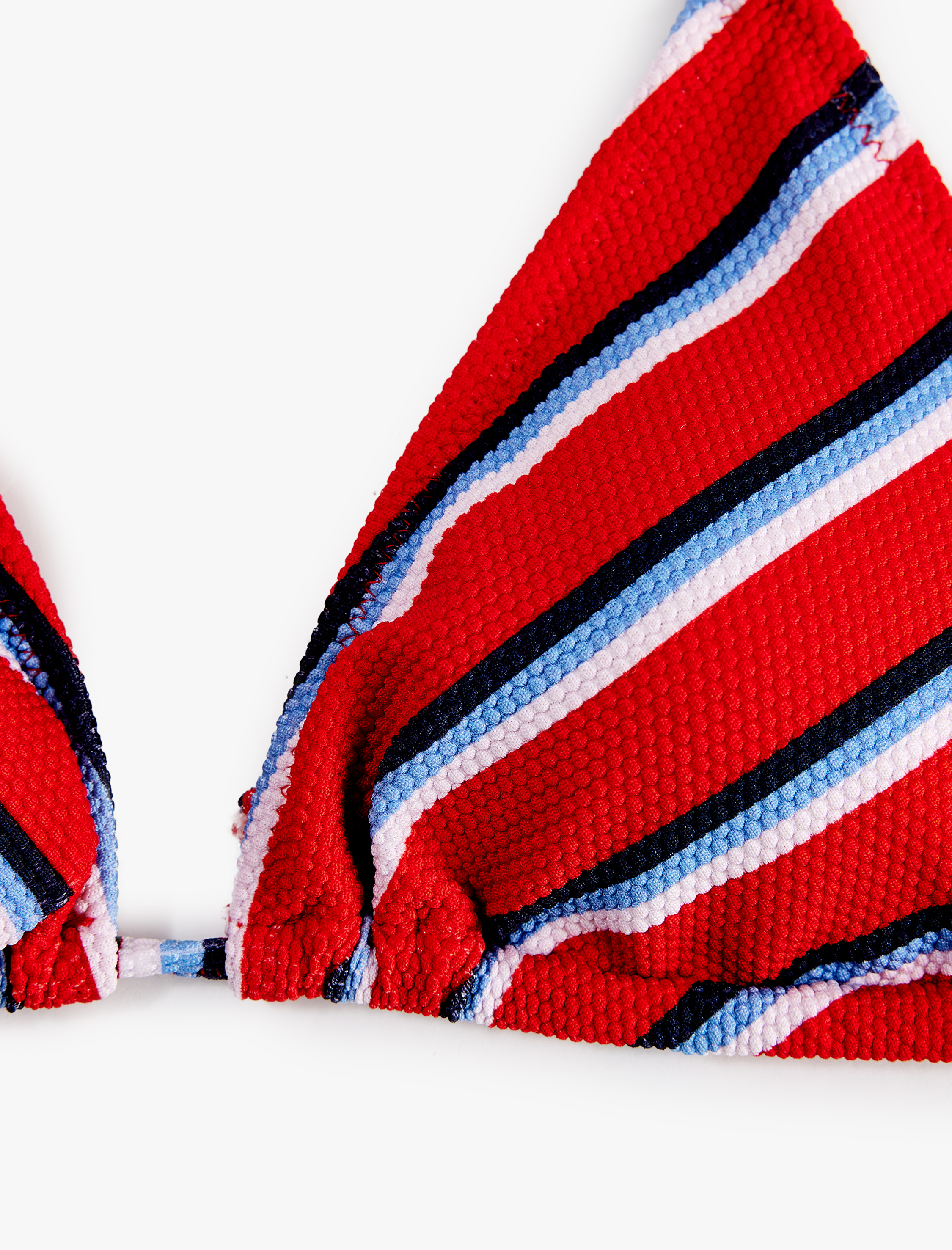   Dokulu Çizgili Üçgen Bikini Üstü