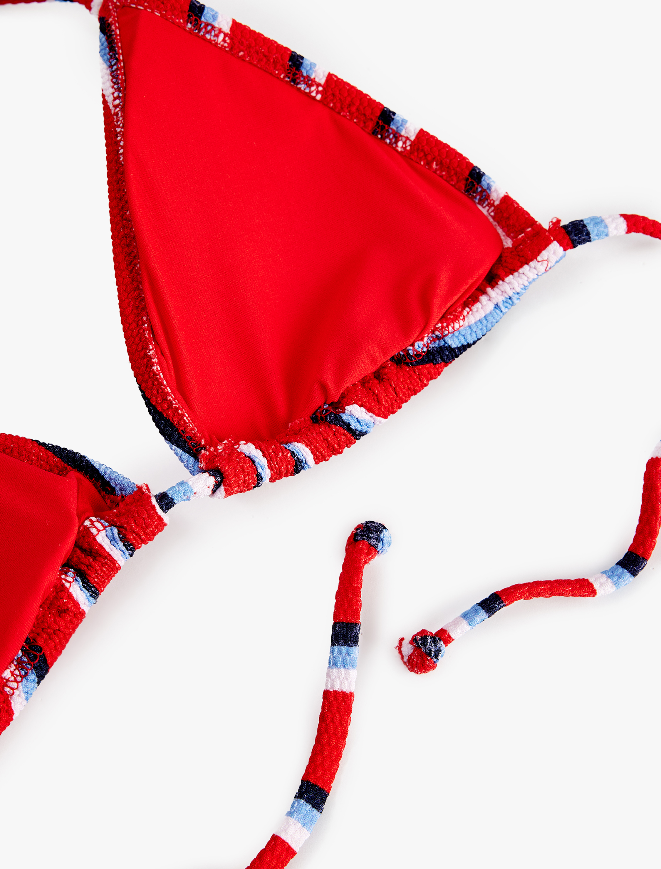   Dokulu Çizgili Üçgen Bikini Üstü