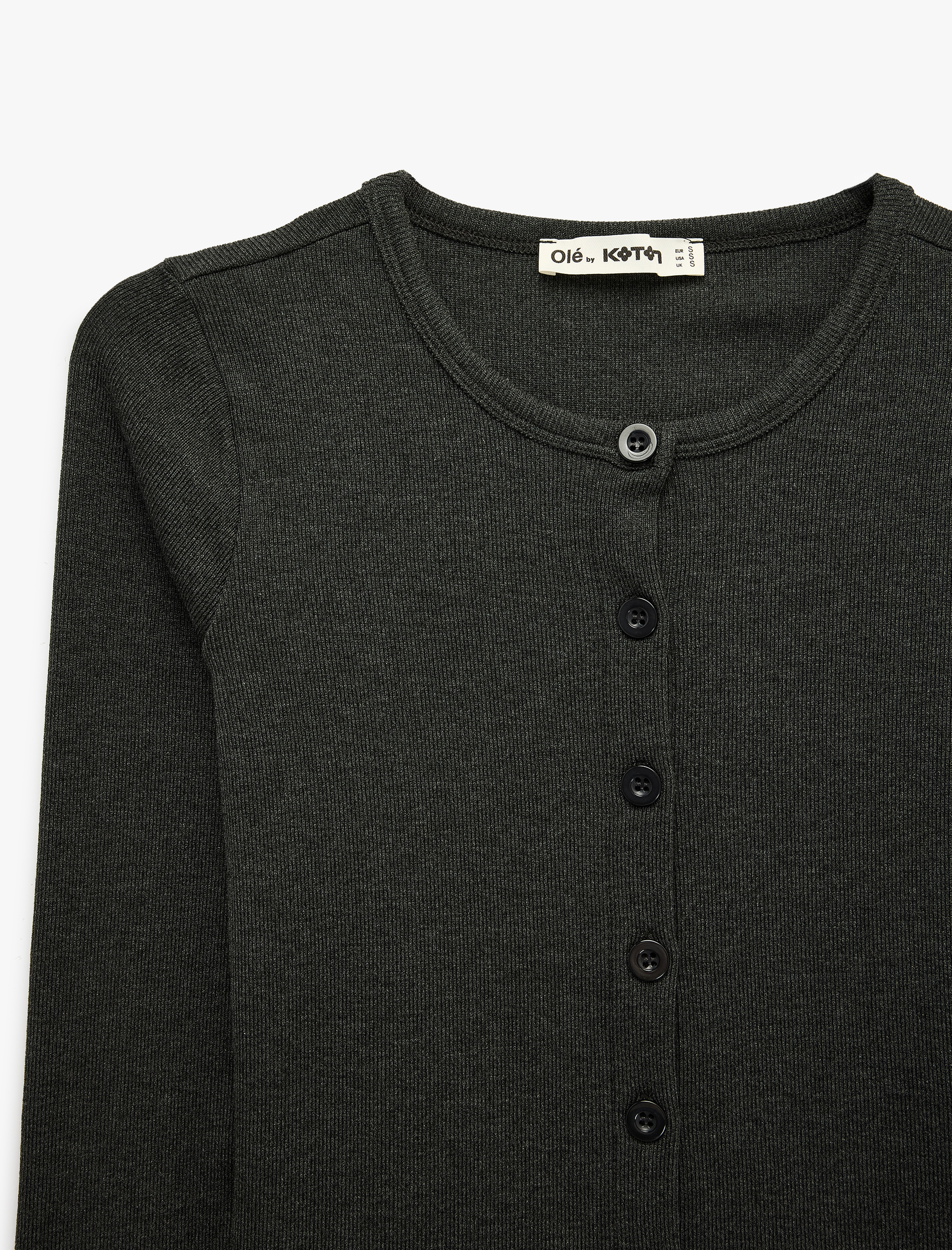   Slim Fit Uzun Kollu Bisiklet Yaka Düğmeli Triko Hırka