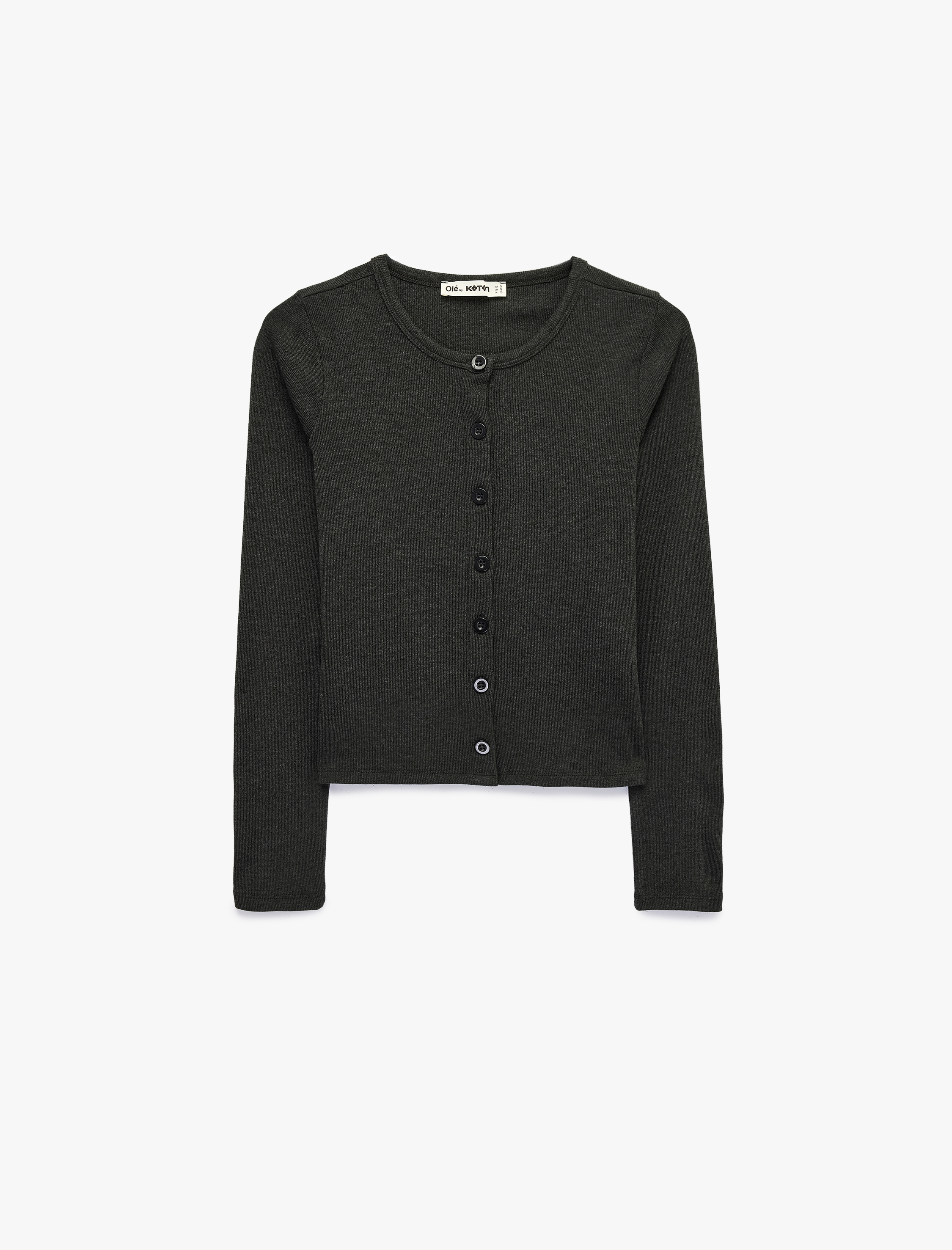   Slim Fit Uzun Kollu Bisiklet Yaka Düğmeli Triko Hırka