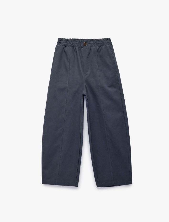 Erkek Çocuk Pamuklu Beli Lastikli Oversize Gabardin Pantolon