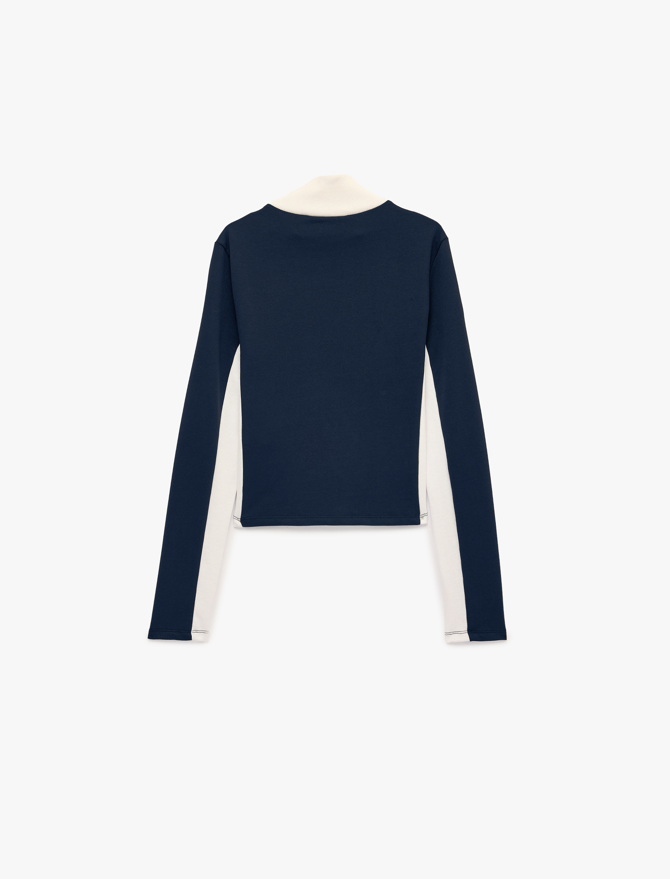   Pamuklu Slim Fit Fermuarlı Uzun Kollu Dik Yaka Tişört