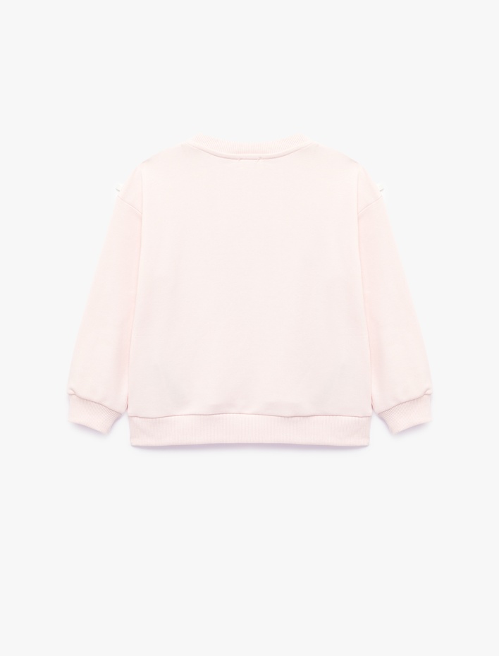 Kız Çocuk Fiyonk Detaylı Uzun Kollu Bisiklet Yaka Sweatshirt