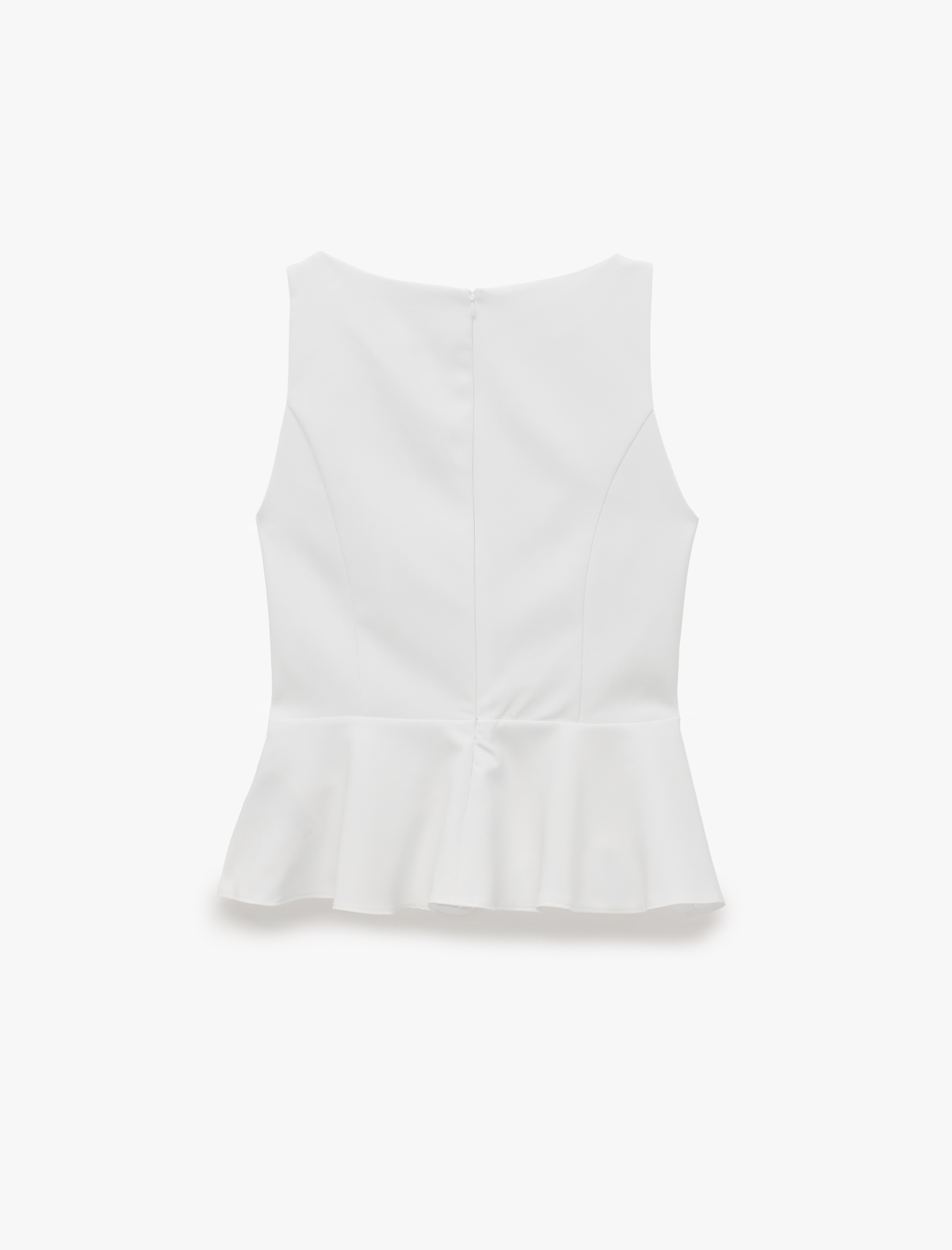   Slim Fit Aksesuarlı Kemer Detaylı Kolsuz Bisiklet Yaka Peplum Bluz
