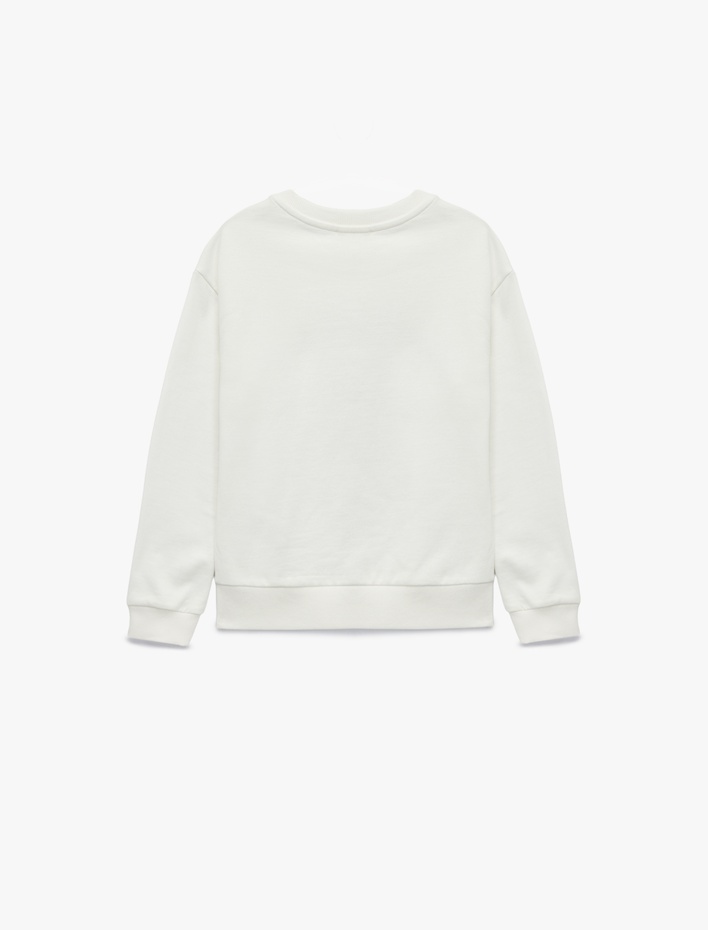 Kız Çocuk Pamuklu Uzun Kollu Bisiklet Yaka Anime Baskılı Sweatshirt