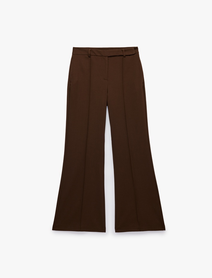 Slim Fit Cepli Nervürlü İspanyol Paça Kumaş Pantolon