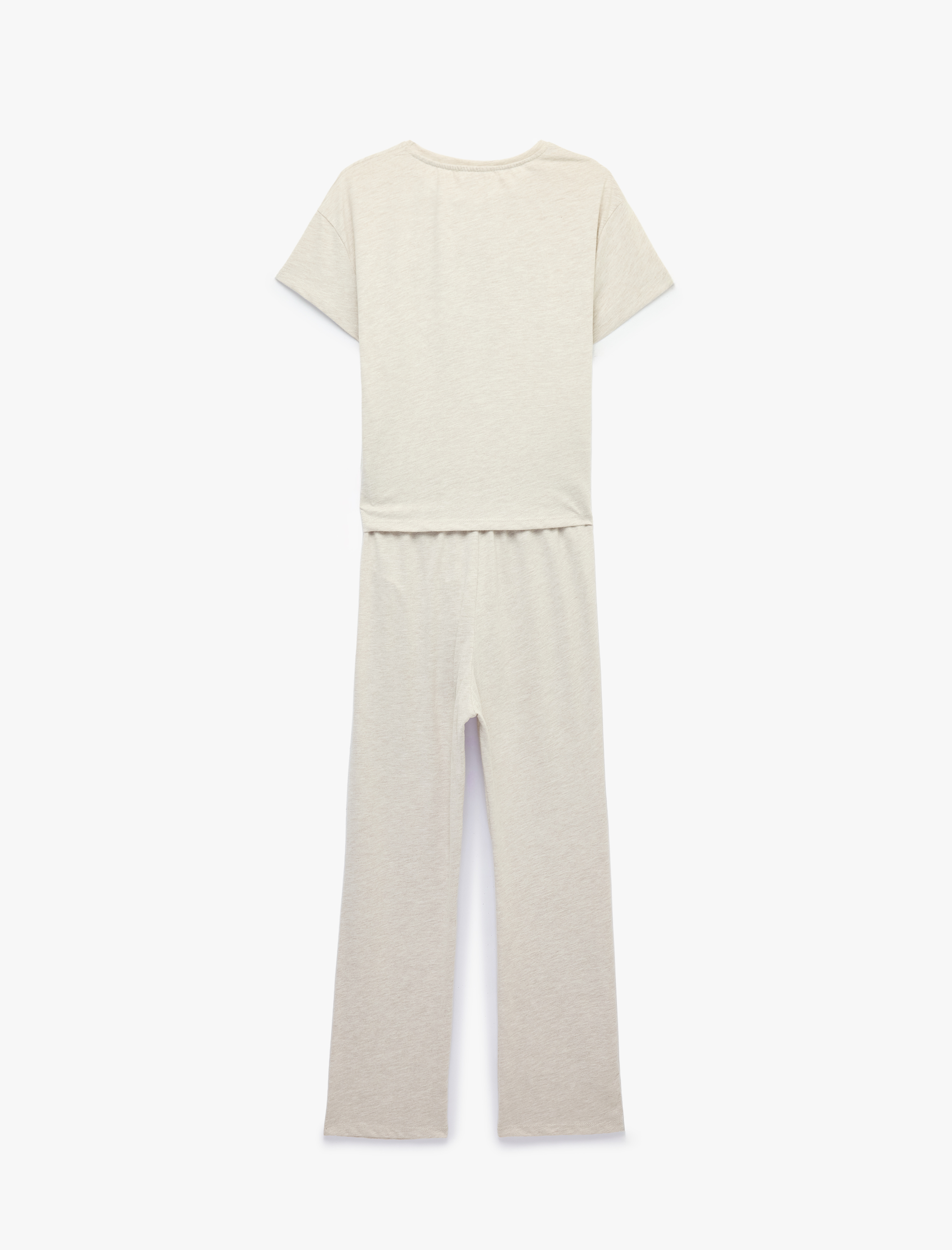   Kısa Kollu Bisiklet Yaka Ayıcık Baskılı Pijama Takımı