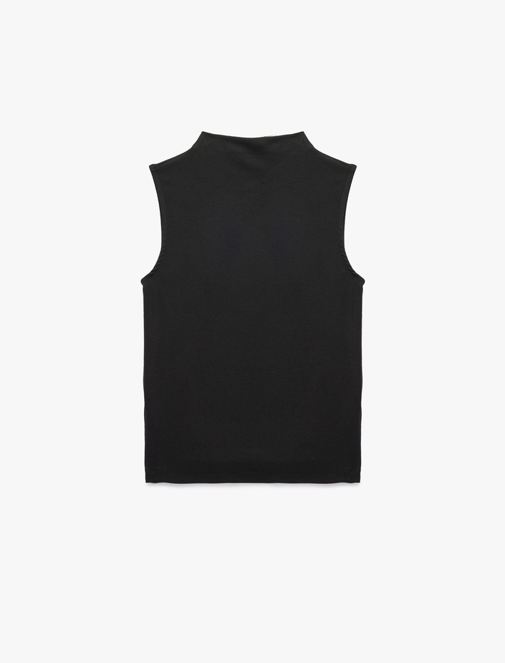  Modal Kumaş Slim Fit Dik Yaka Kolsuz Tişört