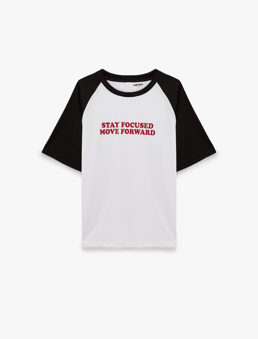 Koton Erkek Baskılı Kısa Reglan Kollu Bisiklet Yaka Oversize Spor Tişört