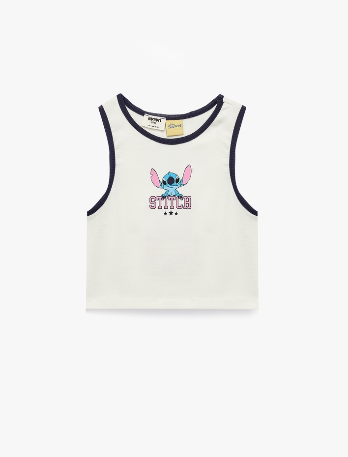 Kız Çocuk Stitch Baskılı Kaşkorse Kolsuz Lisanslı Atlet