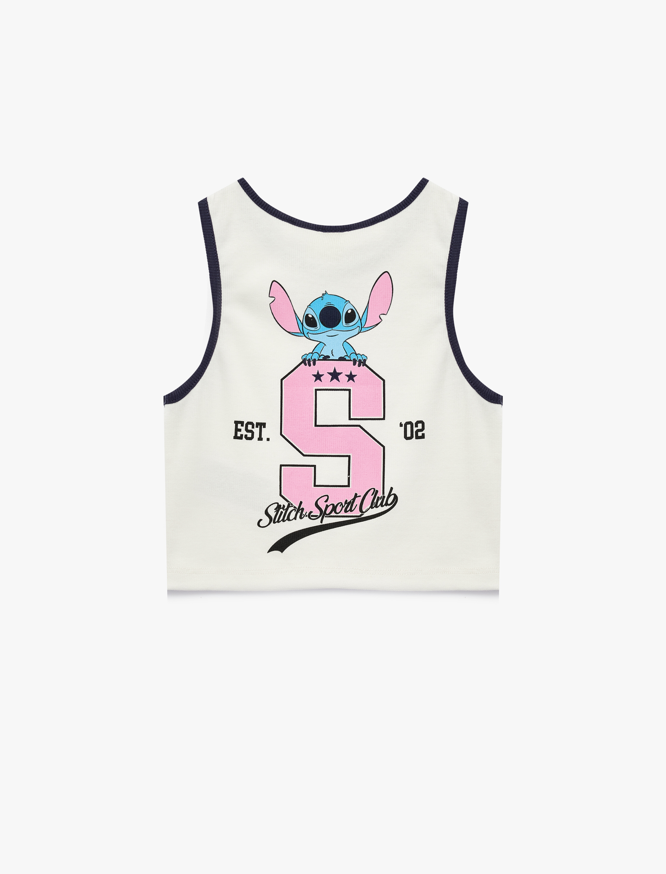  Kız Çocuk Stitch Baskılı Kaşkorse Kolsuz Lisanslı Atlet