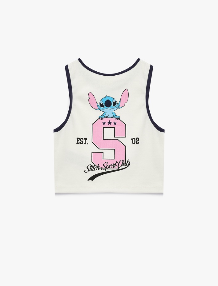 Kız Çocuk Stitch Baskılı Kaşkorse Kolsuz Lisanslı Atlet