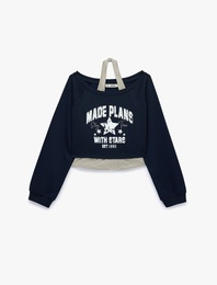 Rahat Kalıp Uzun Kollu Bisiklet Yaka Sweatshirt