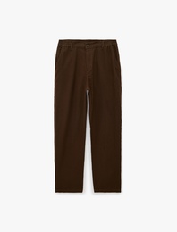Cepli Beli Lastikli Keten Karışımlı Slim Fit Pantolon