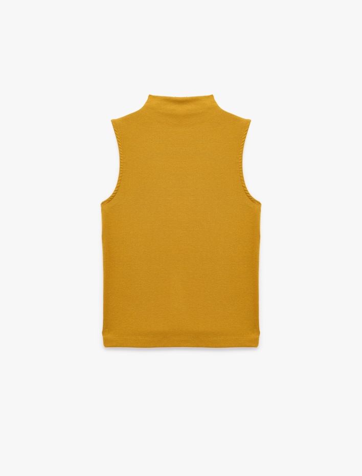  Modal Kumaş Slim Fit Dik Yaka Kolsuz Tişört
