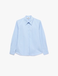 Regular Fit Klasik Yaka Uzun Kollu Poplin Gömlek