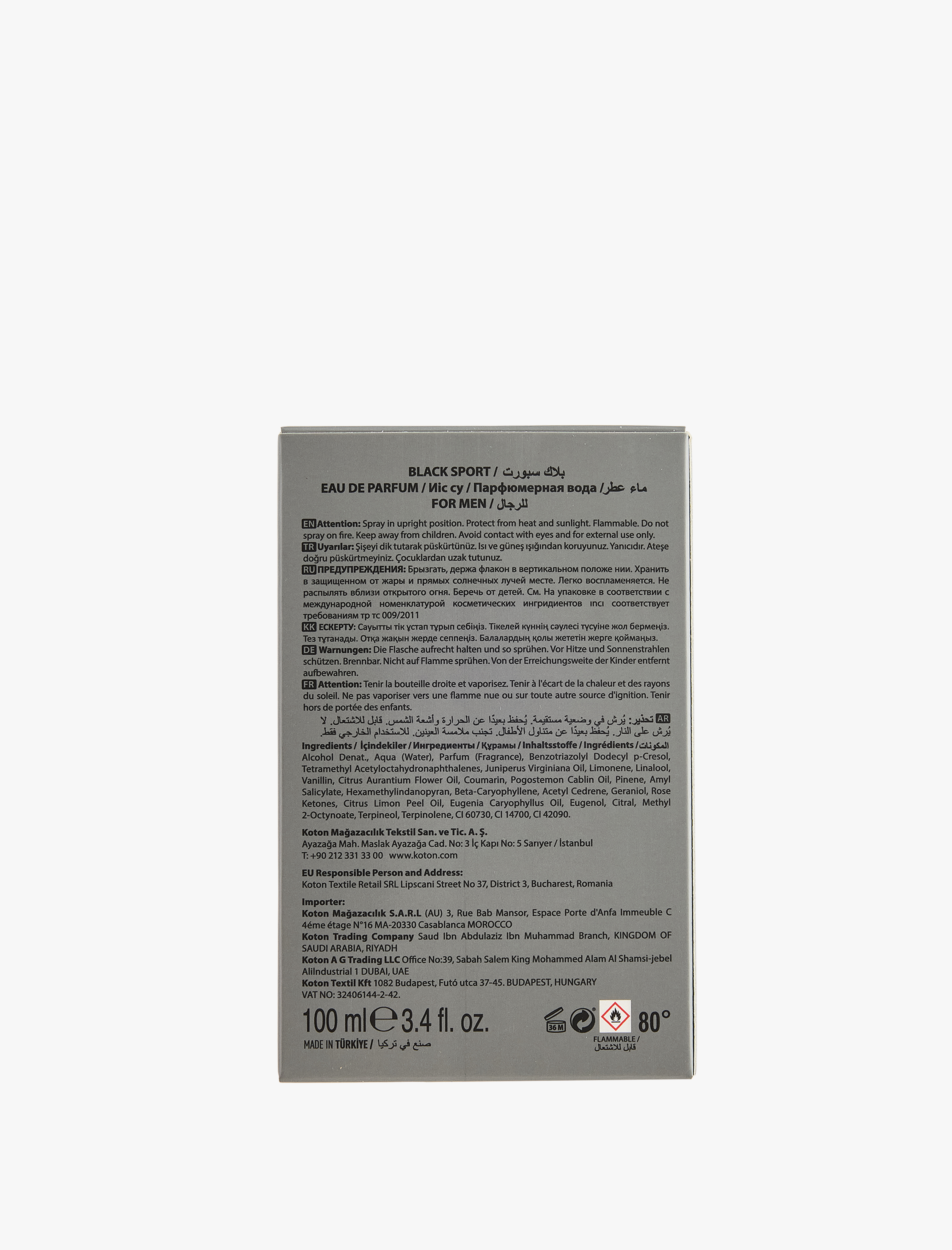  Erkek Parfüm Black Sport 100 ML