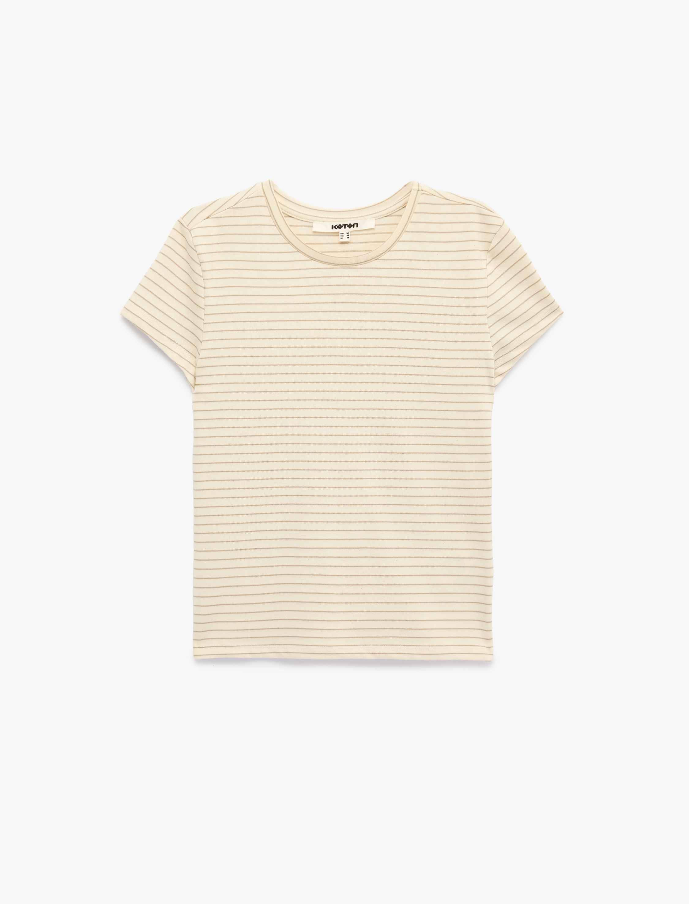   Slim Fit Pamuklu Kısa Kollu Bisiklet Yaka Çizgili Tişört