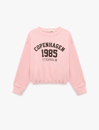 Şardonlu Uzun Kollu Bisiklet Yaka Sweatshirt