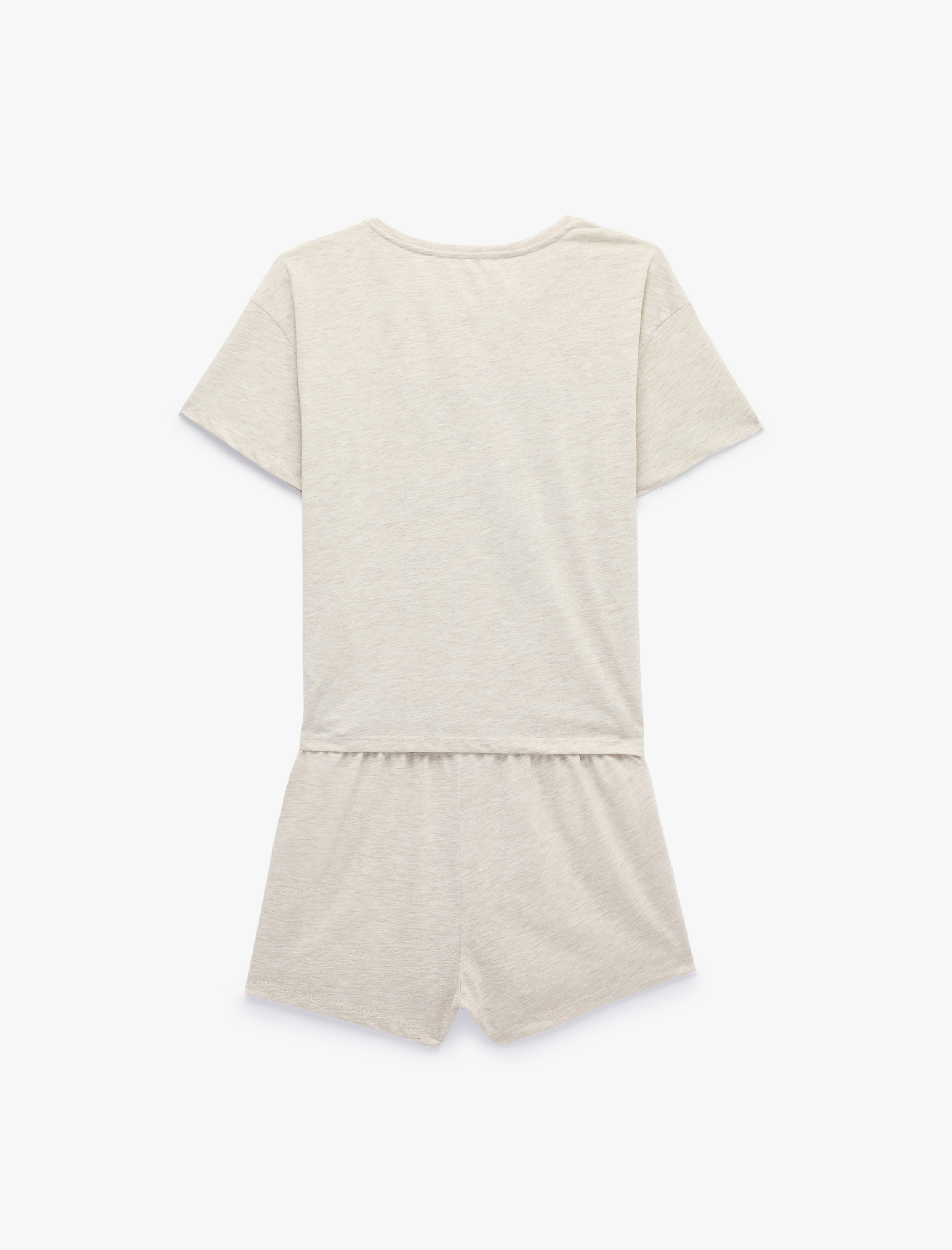   Baskılı Kısa Kollu Bisiklet Yaka Pamuklu Şortlu Pijama Takımı