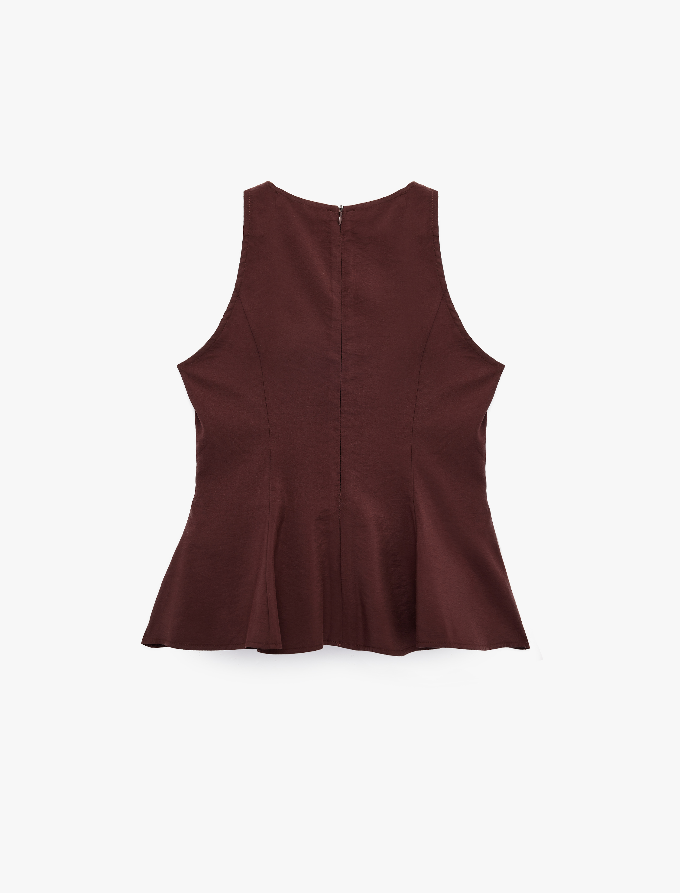   Modal Kumaş Slim Fit Kolsuz Bisiklet Yaka Peplum Top