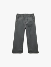 Pamuklu Beli Bağcıklı Bol Kesim Gabardin Pantolon