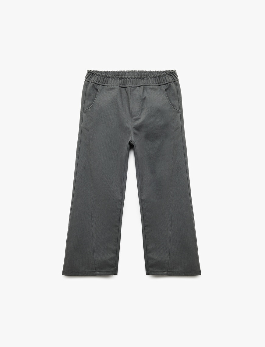 Koton Pamuklu Beli Bağcıklı Bol Kesim Gabardin Pantolon