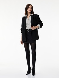 Slim Fit Kemerli A Kesim Mini Etek
