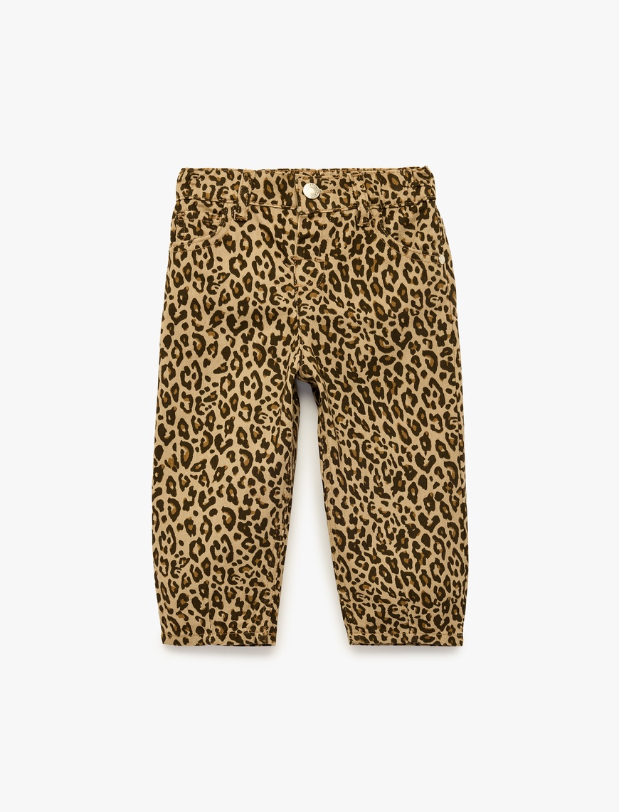 Koton Kız Bebek Leopar Desenli Bol Kesim Pamuklu Pantolon