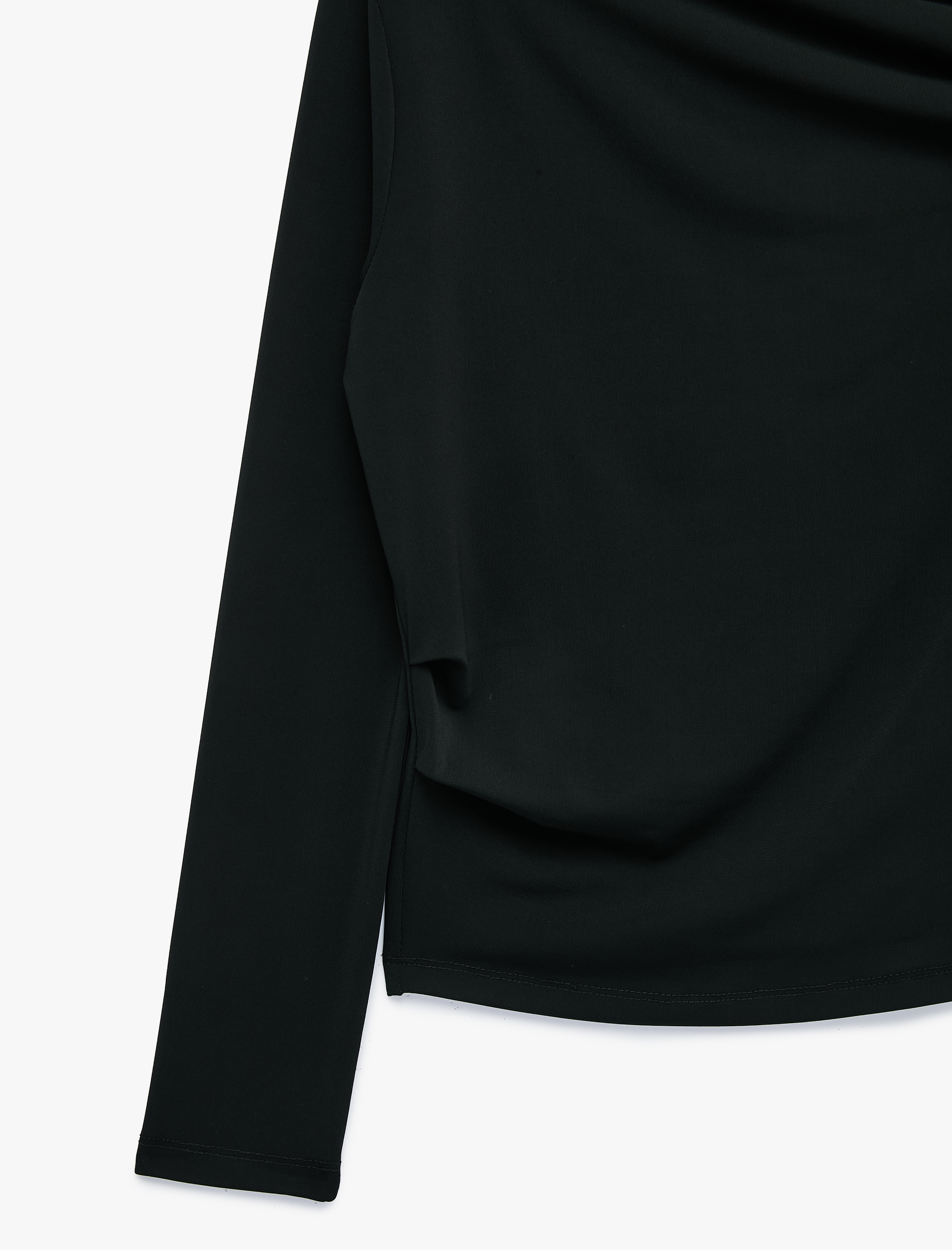   Slim Fit Drapeli Asimetrik Kesim Uzun Kollu Tek Omuz Tişört